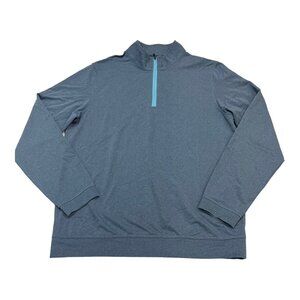 Magaschoni Top Mens S Blue Pullover 1/4 Zip Mock‎ Neck Stretch Athletic Casual